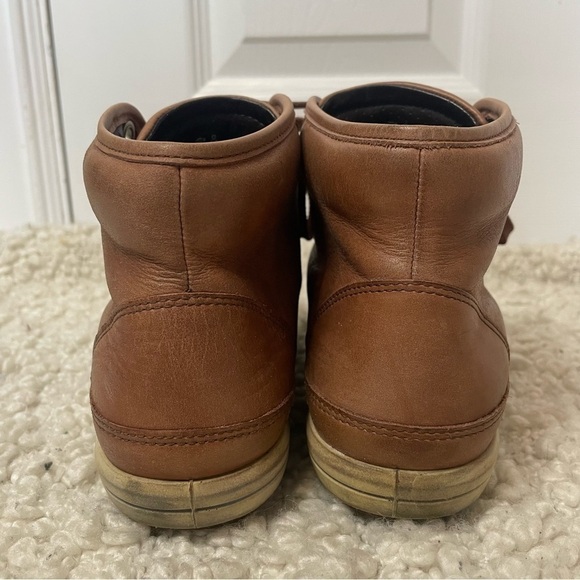 Ecco Brown Tan Leather High Top Sneakers 7.5 - Picture 6 of 8